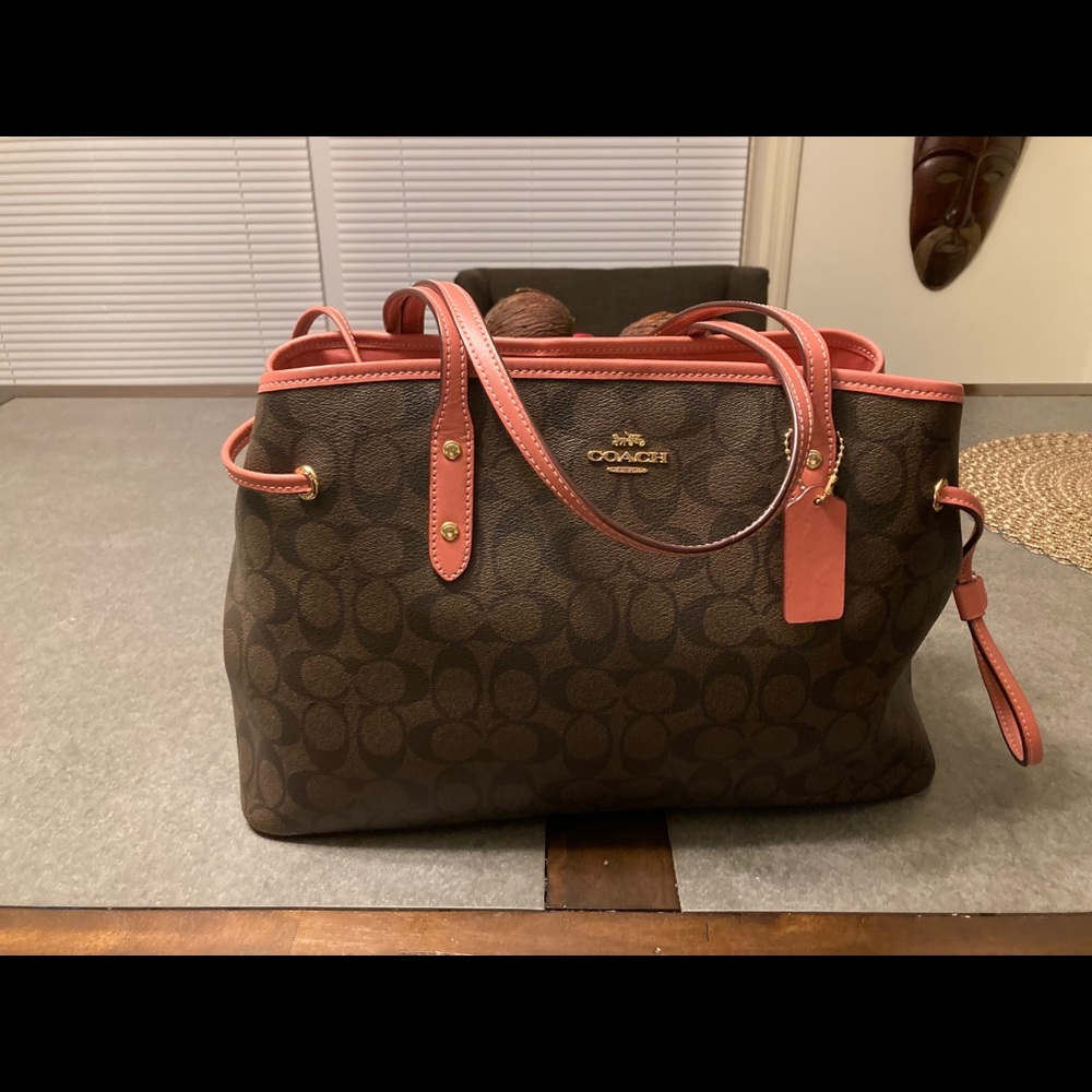Coach Pink and Brown Signature Purse